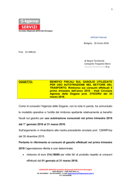 1 OGGETTO: BENEFICI FISCALI SUL GASOLIO