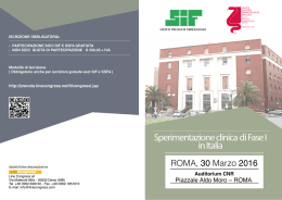 Convegno SIF-SSFA “Sperimentazione Clinica di Fase I in Italia”