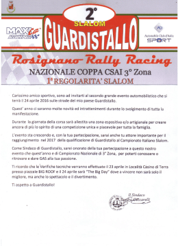 Lettera Sindaco - 3r rosignano rally racing