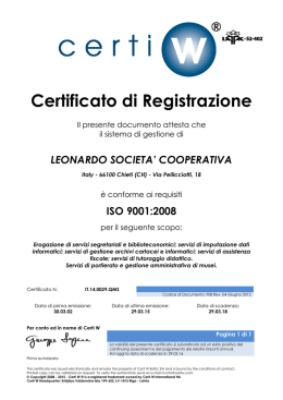 Certificazione ISO - Cooperativa Leonardo Chieti