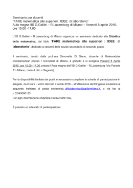 Seminario per docenti - Ufficio scolastico regionale per la Lombardia