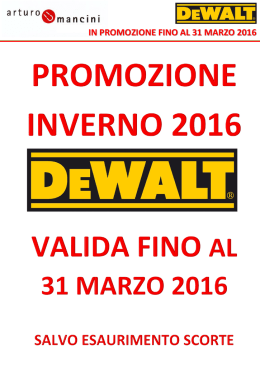 in promozione fino al 31 marzo 2016