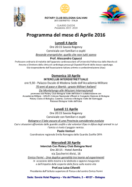 Programma di Aprile 2016 - Rotary Club Bologna