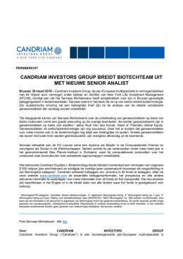 Candriam Investors Group breidt biotechteam uit met nieuwe