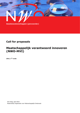 Call for proposals Maatschappelijk verantwoord innoveren (NWO-MVI)