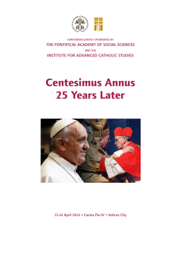 Centesimus Annus 25 Years Later - Pontifical Academy of Social