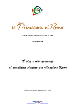 19 idee e 100 domande ai candidati sindaco per rilanciare