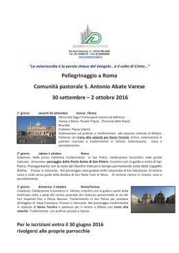 programma viaggio - Basilica San Vittore Martire Varese