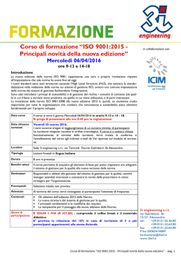 Corso di formazione “ISO 9001:2015 - Principali