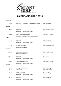 Calendario gare - Bassano Golf Club