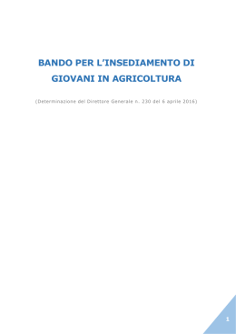 Bando per l`insediamento di giovani in agricoltura