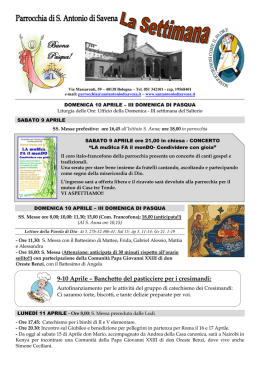 Domenica 10 – 17 aprile - Parrocchia S. Antonio di Savena