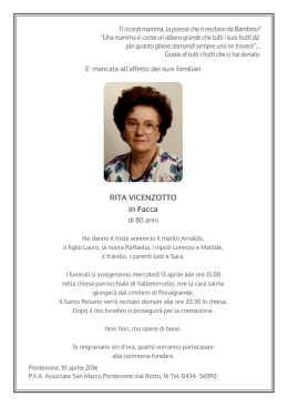 Rita Vicenzotto - annunci funebri