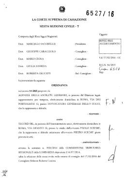 Corte di Cassazione, sez. VI, ordinanza 04/04/2016, n. 6527