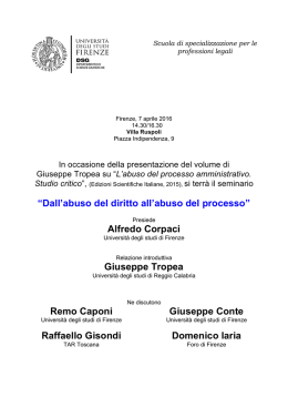 “Dall`abuso del diritto all`abuso del processo” Alfredo Corpaci