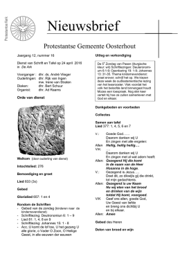 Nieuwsbrief - Protestantse Gemeente Oosterhout