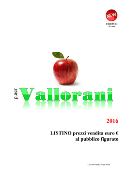 2016 listino PREZZI vendita pompe euro € al pubblico p.aer VALLORANI