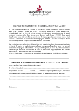 preferenze per i percorsi di alternanza scuola