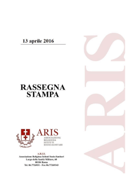 Rassegna Stampa 13 04 2016 - ARIS Associazione Religiosa Istituti