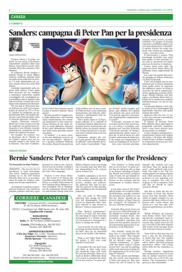 Sanders: campagna di Peter Pan per la