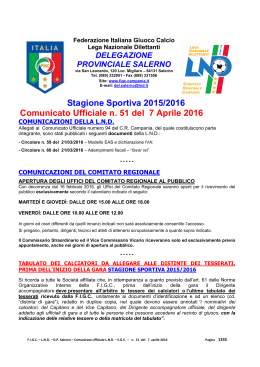 CU n. 51=. DP SALERNO - Comitato Regionale Campania