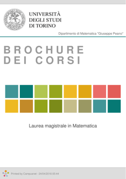 Brochure dei corsi  - Laurea magistrale in Matematica