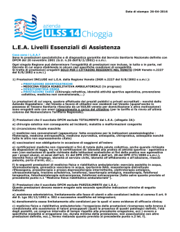 LEA Livelli Essenziali di Assistenza