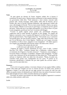 LECTIO La famiglia e la comunita