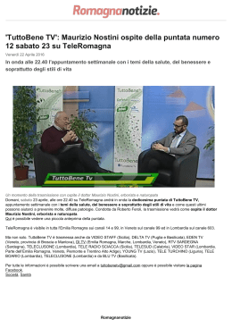 `TuttoBene TV`: Maurizio Nostini ospite della puntata numero 12