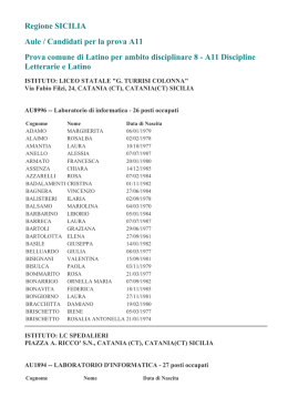 Regione SICILIA Aule / Candidati per la prova A11 Prova comune di