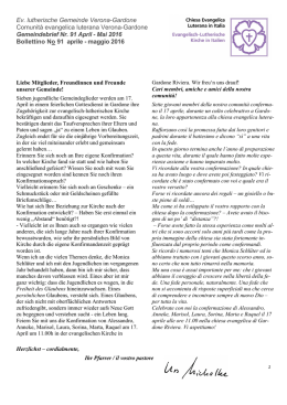 Letter Community - Chiesa Evangelica Luterana in Italia