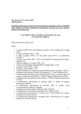 1 188/2016/R/EEL L`AUTORIT&Agrave; PER L`ENERGIA ELETTRICA IL