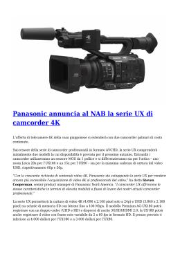 Panasonic annuncia al NAB la serie UX di