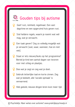 Tips bij autisme - Praktijk PsychoWijs.nl