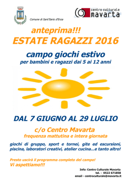 Estate Ragazzi 2016 - Centro Culturale Mavarta