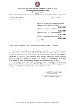 Nota USR - Ufficio Scolastico Regionale per la Puglia