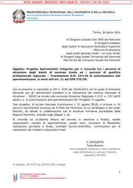 Nota Reg. prot.n. 5217/2016 - Ufficio Scolastico Regionale Piemonte