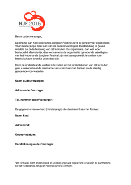 Toestemmingsbrief Minderjarigen - Nederlands Jongleer Festival