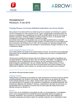 PERSBERICHT Hilversum, 4 mei 2016