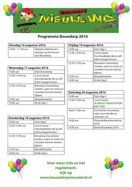 Programma Bouwdorp Nieuwland 2016