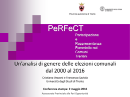 PeRFeCT - partecipazione e rappresentanza femminile nei Comuni
