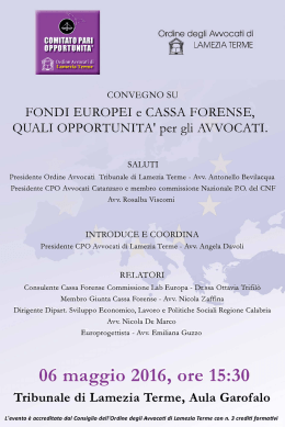 Leggi la locandina - Consiglio Ordine Avvocati di Lamezia Terme