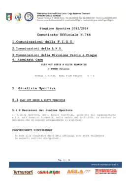 Comunicato Ufficiale N.744 1.Comunicazioni della FIGC 5. Giustizia