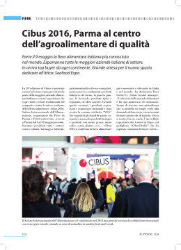 Cibus 2016, Parma al centro dell`agroalimentare