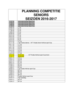PLANNING COMPETITIE SENIORS SEIZOEN 2016-2017