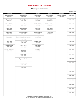 Planning - Cr&eacute;matorium de Charleroi