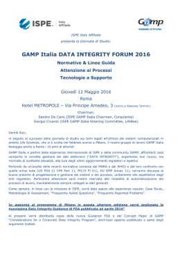 GAMP Italia DATA INTEGRITY FORUM 2016