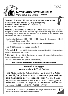 Planning settimanale - Parrocchia SS Trinit&agrave; Andria