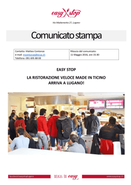 Easy Stop - La ristorazione veloce made in Ticino arriva a Lugano