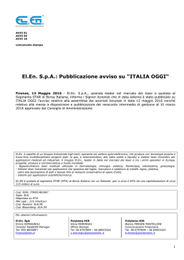 El.En. SpA: Pubblicazione avviso su “ITALIA OGGI“
